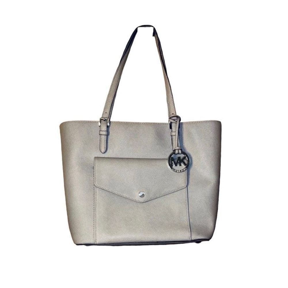 Michael Kors Gray Saffiano Tote with Silver Accents